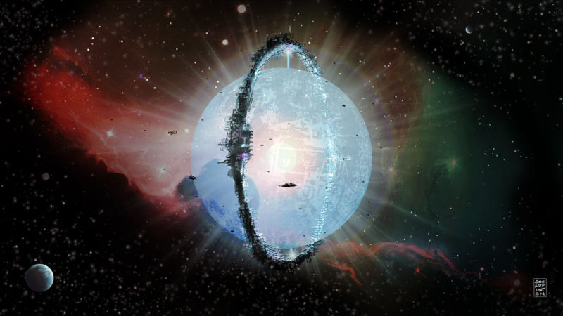 Interpretación de una esfera de Dyson. Imagen: mozggies / Deviant Art